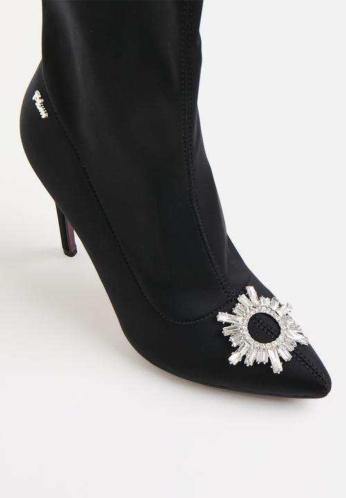 Plum - Molly stiletto sock boot - black