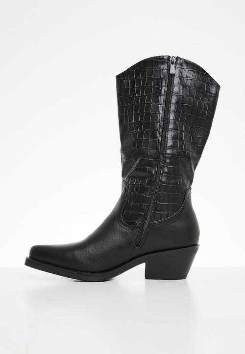 Plum - Nikita western boot - black