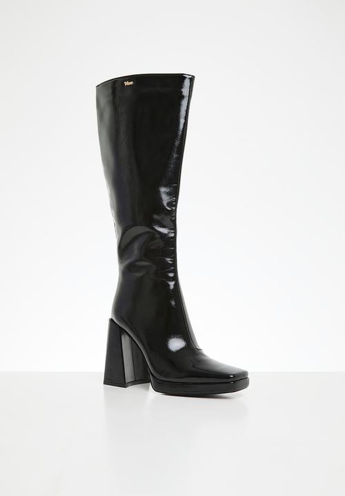 Plum - Khloe knee length boot - black
