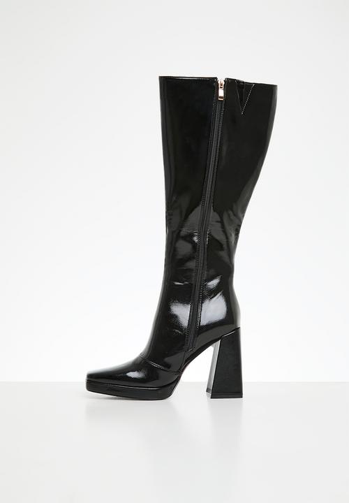 Plum - Khloe knee length boot - black