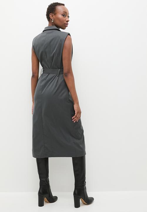 edit - Sleeveless blazer dress - charcoal
