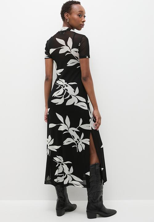 Me&B - Maxi Mesh Dress - Black & White