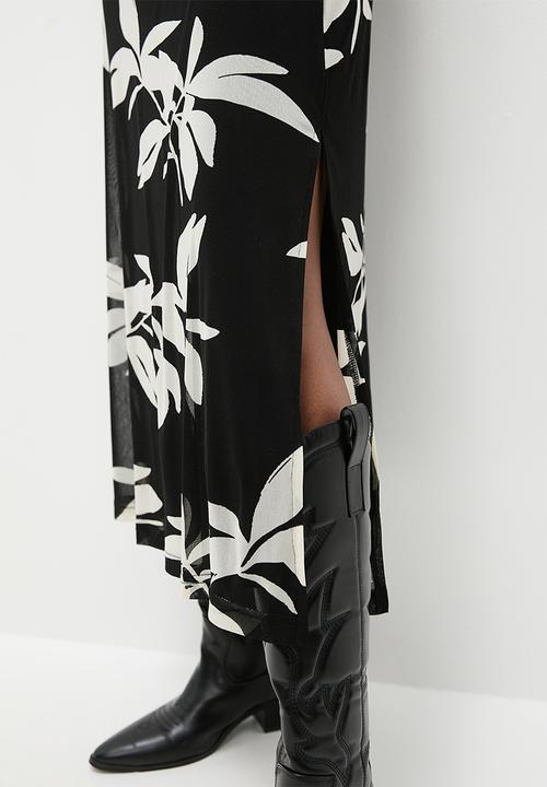 Me&B - Maxi Mesh Dress - Black & White