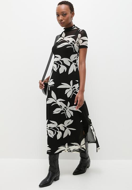 Me&B - Maxi Mesh Dress - Black & White