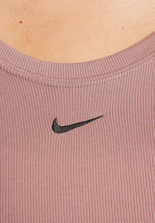 Nike - Nike Plus Chill Rib Top - smokey mauve & black