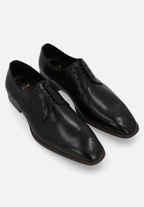 POLO - Perforated gibson lace up - black
