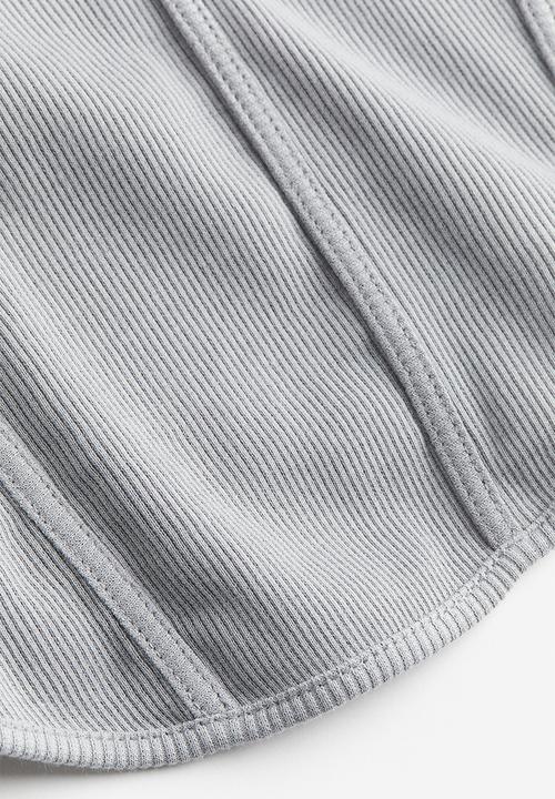 H&M - Corset-style ribbed top - light grey