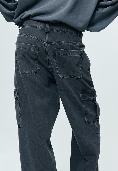H&M - Denim cargo trousers - black