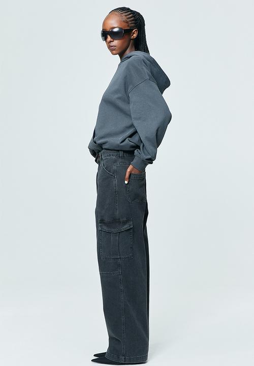 H&M - Denim cargo trousers - black