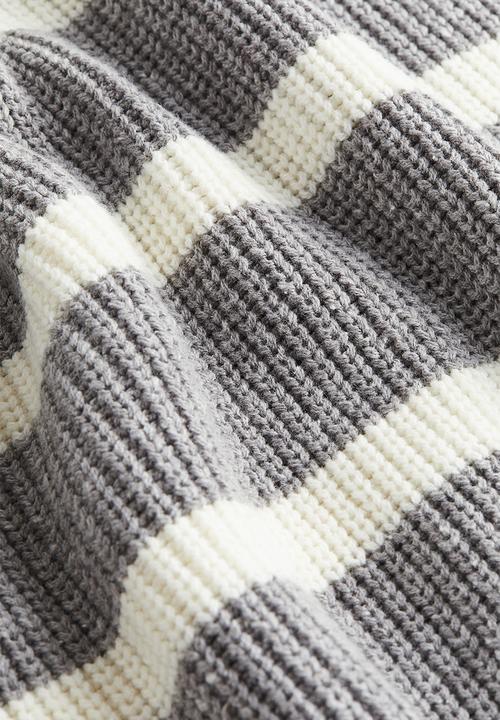 H&M - Rib-knit jumper - grey striped