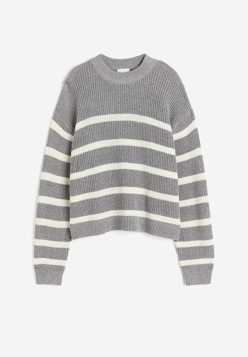 H&M - Rib-knit jumper - grey striped