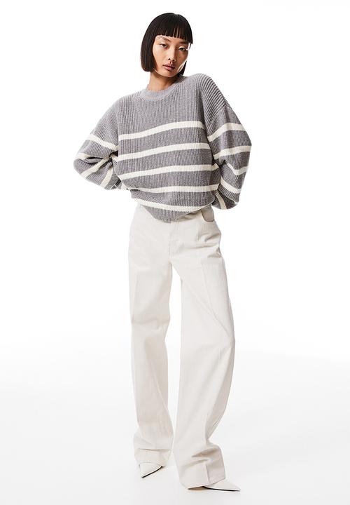 H&M - Rib-knit jumper - grey striped