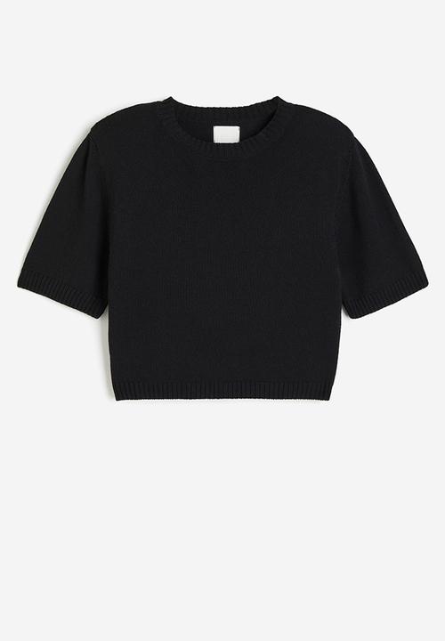 H&M - Knitted shoulder-pad top - black