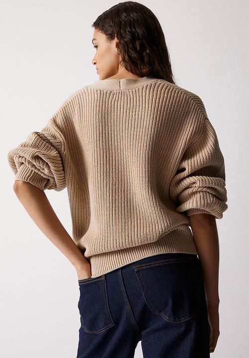 H&M - Rib-knit cardigan - beige