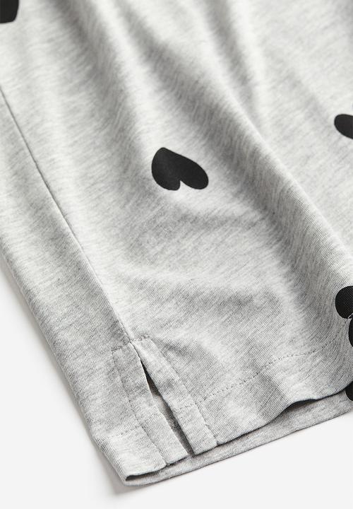 H&M - Jersey pyjamas - grey hearts
