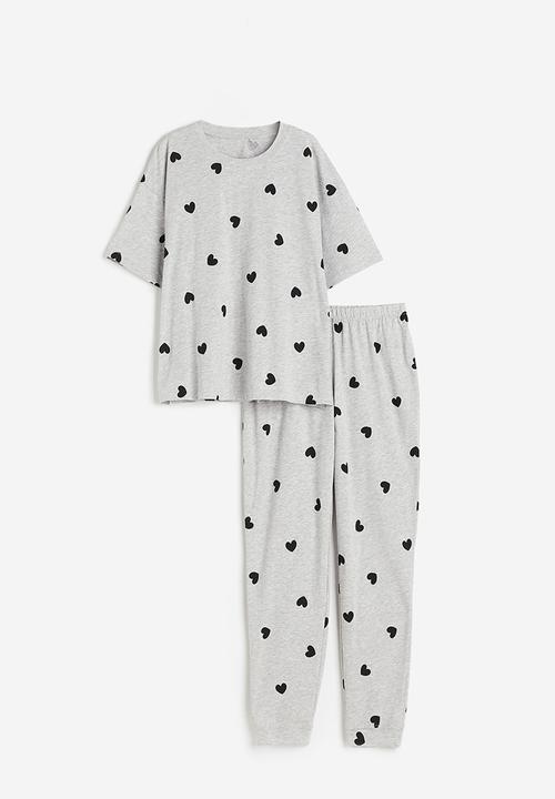 H&M - Jersey pyjamas - grey hearts
