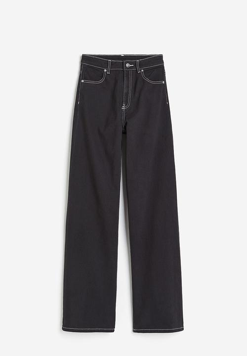 H&M - Wide twill trousers - black