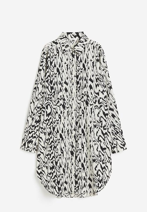 H&M - Lyocell-blend shirt dress - white patterned 
