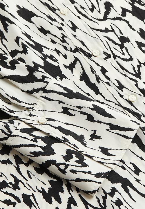 H&M - Lyocell-blend shirt dress - white patterned 