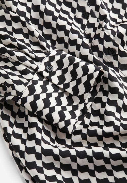 H&M - Shirt dress - black & white