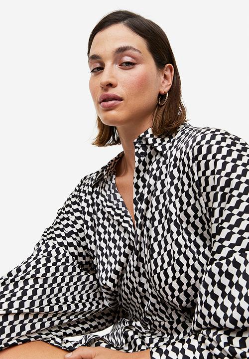 H&M - Shirt dress - black & white