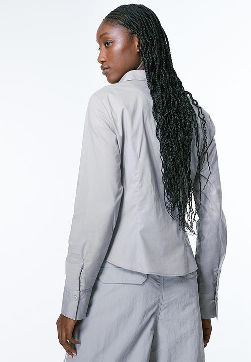 H&M - Fitted poplin shirt - grey