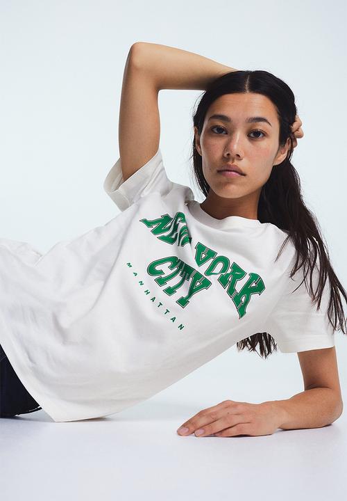 H&M - Printed T-shirt - white new york