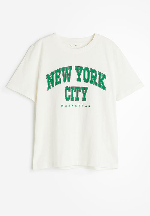 H&M - Printed T-shirt - white new york