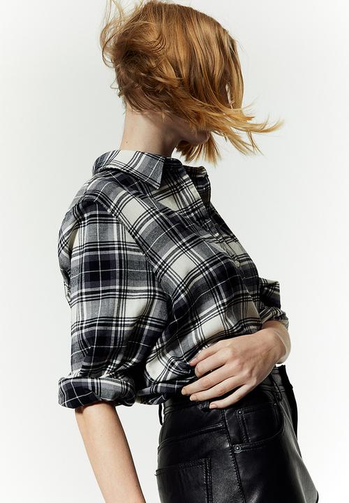 H&M - Cotton flannel shirt - black checked
