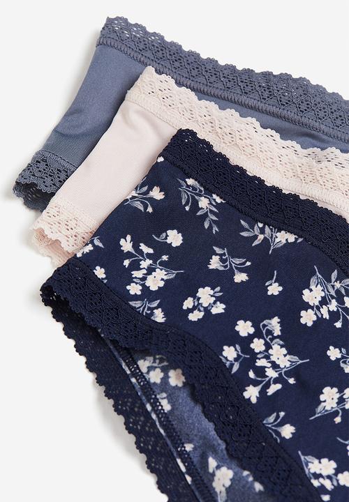 H&M - 3-Pack hipster briefs - pigeon blue & light pink