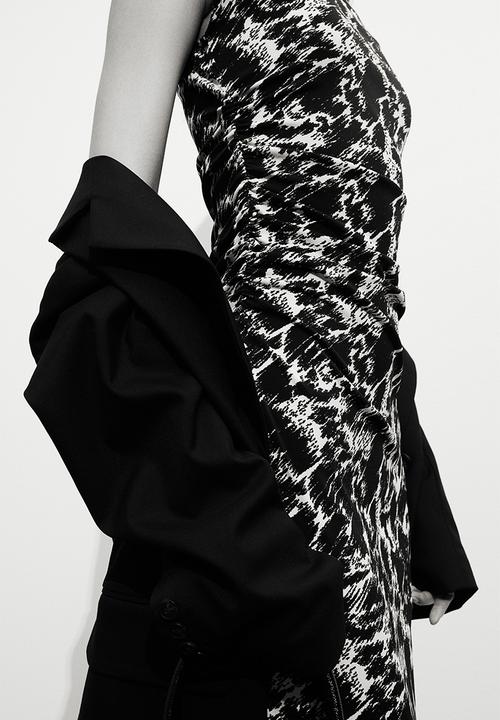 H&M - Gathered bodycon dress - Black Patterned