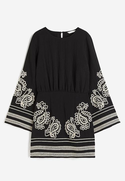 H&M - Embroidered dress - black embroidered