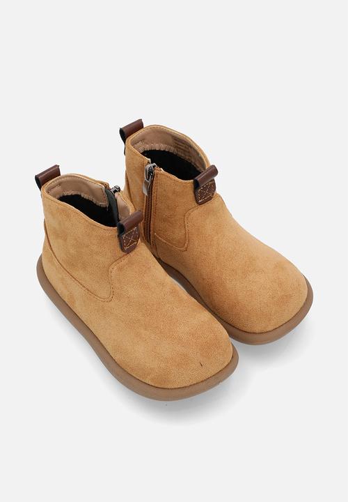 Pop Candy - Faux suede ankle boots -beige