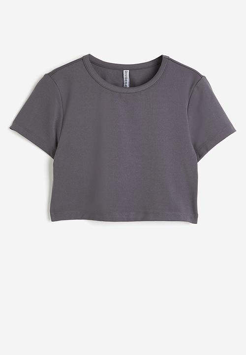 H&M - Cropped jersey top - grey