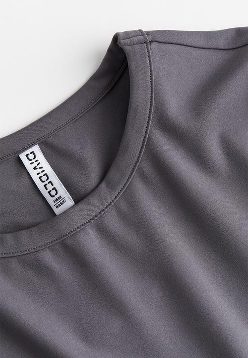 H&M - Cropped jersey top - grey