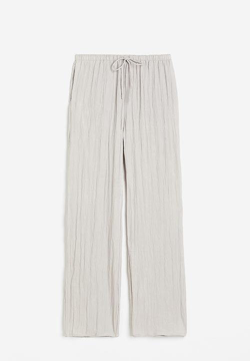 H&M - Crinkled loungewear trousers - light greige