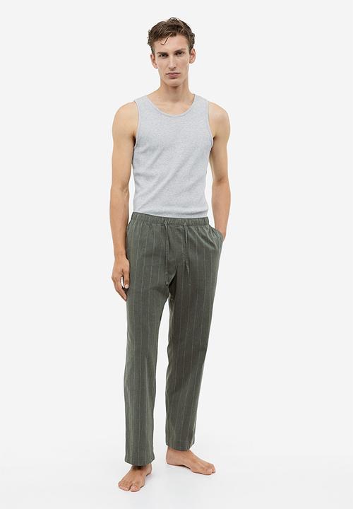 H&M - Relaxed fit pyjama bottoms - Dark green Pinstriped