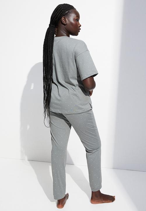 H&M - Jersey pyjamas - grey spotted