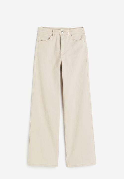 H&M - Wide twill trousers - light beige