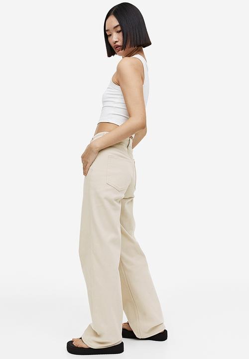 H&M - Wide twill trousers - light beige