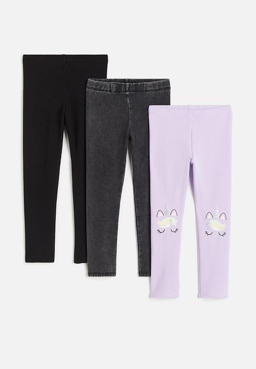 H&M - 3-pack cotton leggings - multi