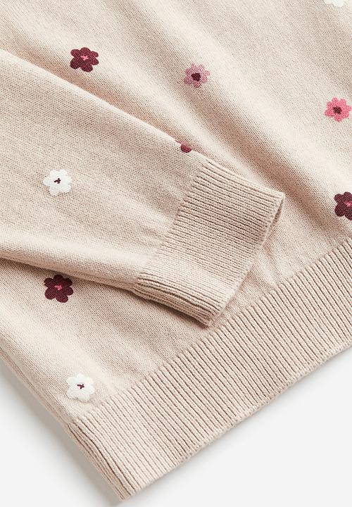 H&M - Fine-knit cotton jumper - beige multi