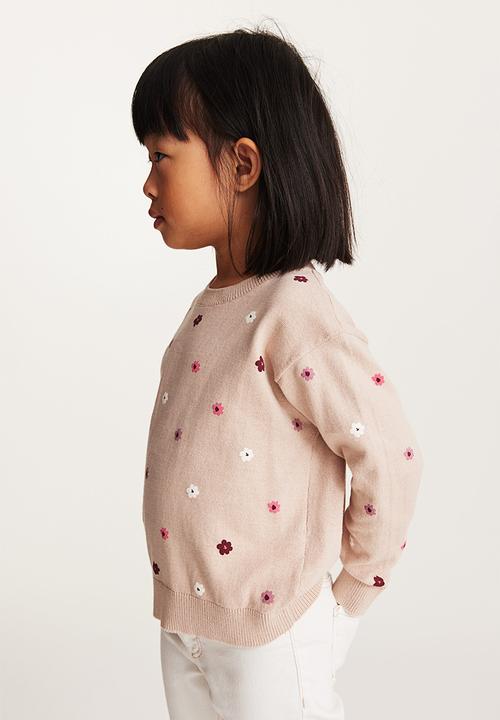 H&M - Fine-knit cotton jumper - beige multi