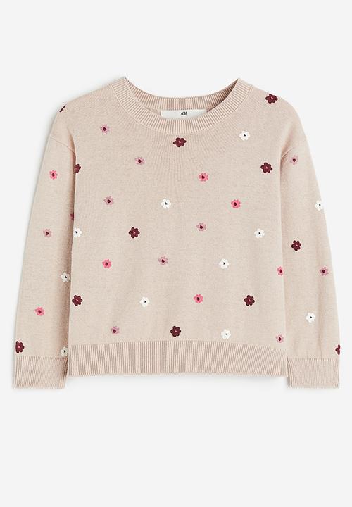 H&M - Fine-knit cotton jumper - beige multi