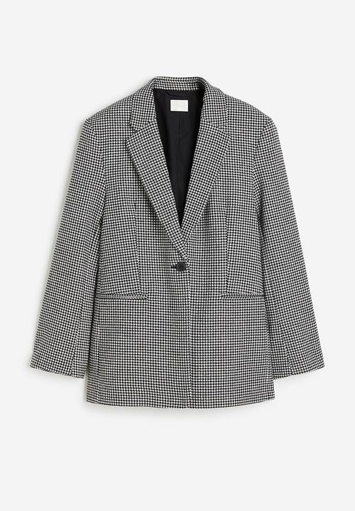 H&M - Oversized twill blazer - black dogtooth patterned