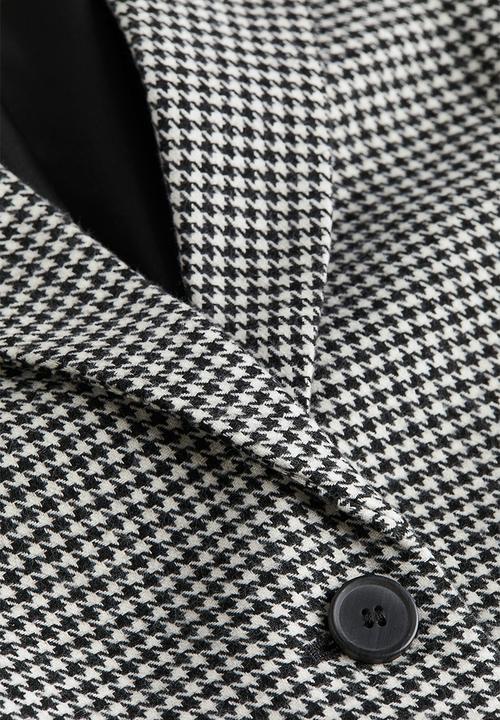 H&M - Oversized twill blazer - black dogtooth patterned