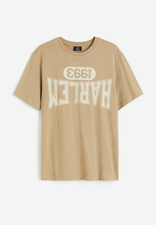 H&M - Regular fit printed T-shirt - Beige Harlem