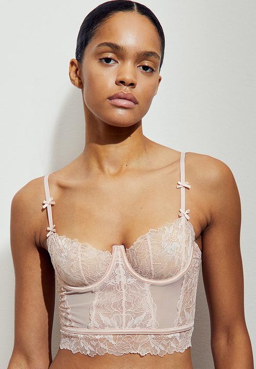 H&M - Non-padded lace bustier - light pink