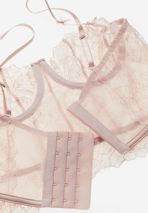 H&M - Non-padded lace bustier - light pink