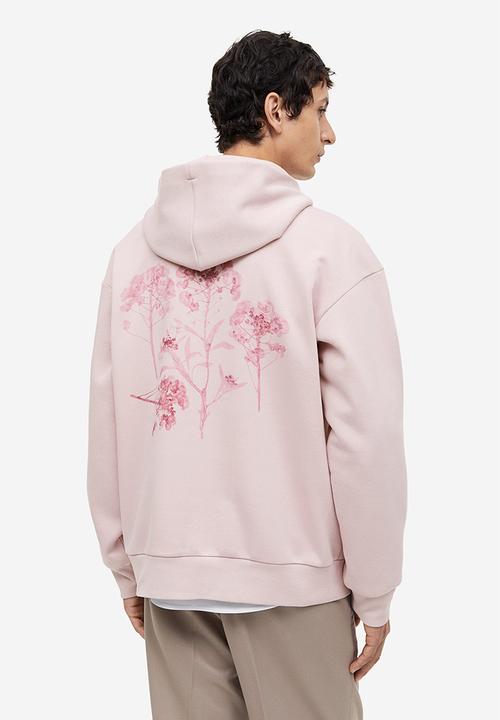 H&M - Loose fit printed hoodie - light pink 